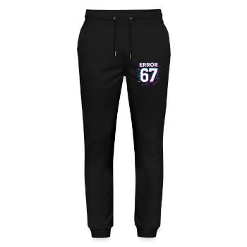 Idée de cadeau Error 67 Six Seven Glitch Cyber Meme - Pantalon de jogging bio MOVER Stanley/Stella unisexe - noir - Devant - Marisol (170cm) & Nik (191cm)
