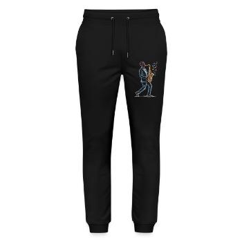 Saxophone Player Playing Sax Art Print - Stanley/Stella Mover Unisex Organic Jogging Trousers - black - Front - Marisol (170cm) & Nik (191cm)