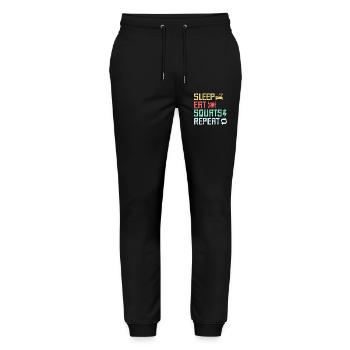 Fitness Fanatics Sleep Eat Squats Repeat - Stanley/Stella Unisex Bio Jogginghose Mover  - Schwarz - Vorne - Marisol (170cm) & Nik (191cm)