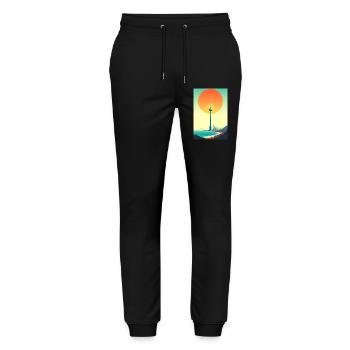 Tour du coucher au-dessus de la ville côtière - Pantalon de jogging bio MOVER Stanley/Stella unisexe - noir - Devant - Marisol (170cm) & Nik (191cm)