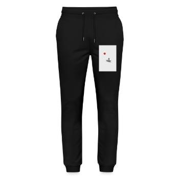 Quiet Waters – Minimalist Boat Scene - Stanley/Stella Unisex Bio Jogginghose Mover  - Schwarz - Vorne - Marisol (170cm) & Nik (191cm)