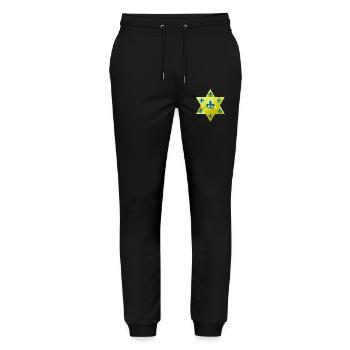 Merkaba Star & Feur de lis - Stanley/Stella Mover Unisex Organic Jogging Trousers - black - Front - Marisol (170cm) & Nik (191cm)