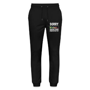Blague sur les introvertis sociables et épuisés - Pantalon de jogging bio MOVER Stanley/Stella unisexe - noir - Devant - Marisol (170cm) & Nik (191cm)