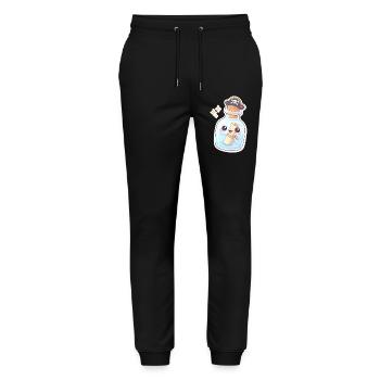 Cute Pirate Message in a Bottle - Stanley/Stella Mover Unisex Organic Jogging Trousers - black - Front - Marisol (170cm) & Nik (191cm)