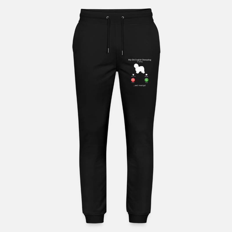 Altenglischer Schäferhund ruft Telefonbildschirm - Stanley/Stella Unisex Bio Jogginghose Mover  - Schwarz