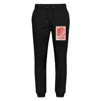 Wachstum durch Wandel – Blattform Muster - Stanley/Stella Unisex Bio Jogginghose Mover  - Schwarz - Vorne - Marisol (170cm) & Nik (191cm)