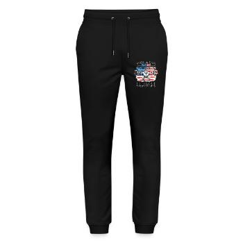 Old Men Nap America USA Fitness Joke - Stanley/Stella Mover Unisex Organic Jogging Trousers - black - Front - Marisol (170cm) & Nik (191cm)