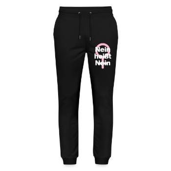 NEIN HEISST NEIN – IMMER! ♀ GIRLPOWER FEMALE POWER - Stanley/Stella Unisex Bio Jogginghose Mover  - Schwarz - Vorne - Marisol (170cm) & Nik (191cm)