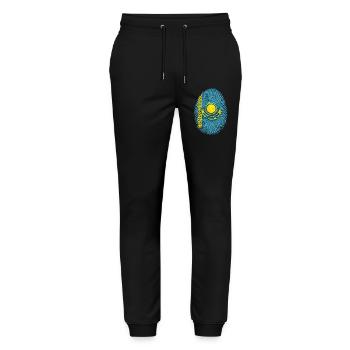 Kasachstan Fingerabdruck - Flagge & Heimat Wurzeln - Stanley/Stella Unisex Bio Jogginghose Mover  - Schwarz - Vorne - Marisol (170cm) & Nik (191cm)