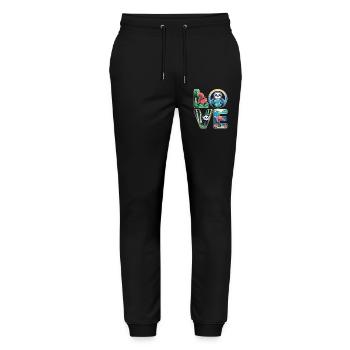 J’ADORE la nature Animaux Panda Tortue paresseuse - Pantalon de jogging bio MOVER Stanley/Stella unisexe - noir - Devant - Marisol (170cm) & Nik (191cm)