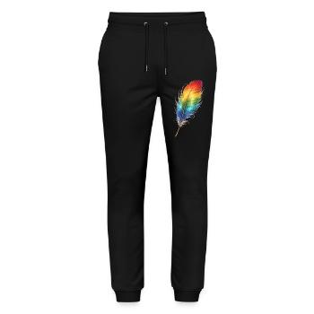 Colorful Feather Rainbow Boho Design - Stanley/Stella Mover Unisex Organic Jogging Trousers - black - Front - Marisol (170cm) & Nik (191cm)