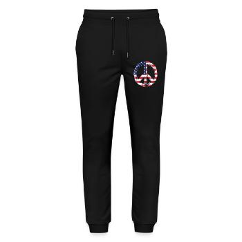 Peace USA Flag - Stanley/Stella Mover Unisex Organic Jogging Trousers - black - Front - Marisol (170cm) & Nik (191cm)