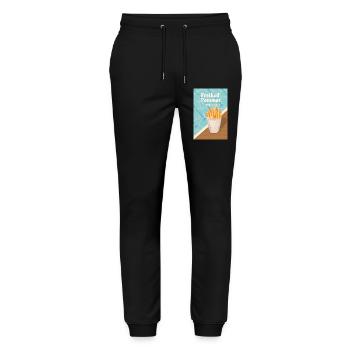 Freibad Pommes Sommer 90s Retro Design - Stanley/Stella Unisex Bio Jogginghose Mover  - Schwarz - Vorne - Marisol (170cm) & Nik (191cm)