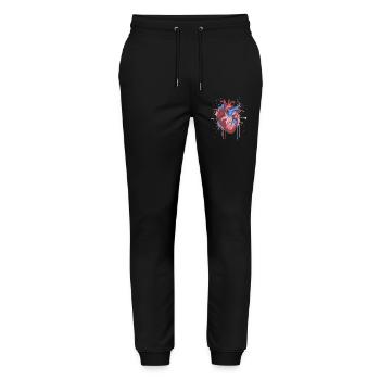 Anatomisches Herz EKG Watercolor - Stanley/Stella Unisex Bio Jogginghose Mover  - Schwarz - Vorne - Marisol (170cm) & Nik (191cm)