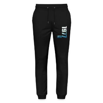49. Geburtstag Mann Frau 49 Jahre alt 1977 Geschenk - Stanley/Stella Unisex Bio Jogginghose Mover  - Schwarz - Vorne - Marisol (170cm) & Nik (191cm)