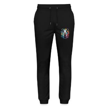 Colorful Rhino Rhino Watercolor Splash - Stanley/Stella Mover Unisex Organic Jogging Trousers - black - Front - Marisol (170cm) & Nik (191cm)