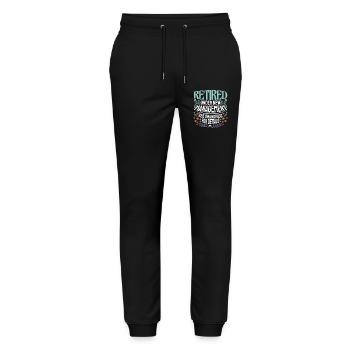 Retraités Voir les petits-enfants pour plus de détails Grand-mère Grand-père - Pantalon de jogging bio MOVER Stanley/Stella unisexe - noir - Devant - Marisol (170cm) & Nik (191cm)