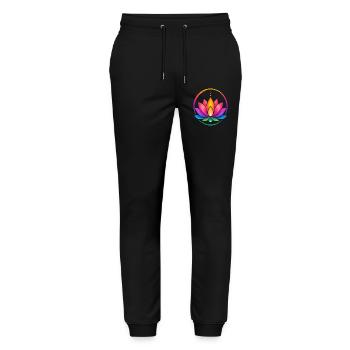 Rainbow Lotus in a Circle - Stanley/Stella Mover Unisex Organic Jogging Trousers - black - Front - Marisol (170cm) & Nik (191cm)