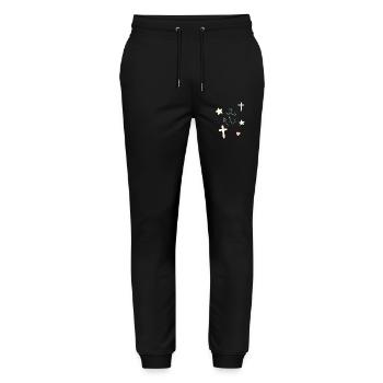 Anchor Dream Star Hearts Motif - Stanley/Stella Mover Unisex Organic Jogging Trousers - black - Front - Marisol (170cm) & Nik (191cm)