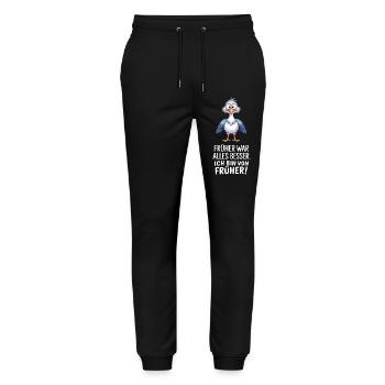 Früher War Alles Besser - Stanley/Stella Unisex Bio Jogginghose Mover  - Schwarz - Vorne - Marisol (170cm) & Nik (191cm)