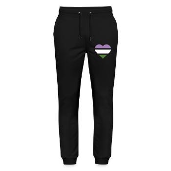 Pride Flag Heart · Genderqueer - Stanley/Stella Unisex Bio Jogginghose Mover  - Schwarz - Vorne - Marisol (170cm) & Nik (191cm)