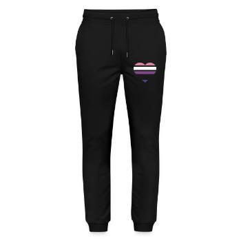 Pride Flag Heart · Genderfluid - Stanley/Stella Unisex Bio Jogginghose Mover  - Schwarz - Vorne - Marisol (170cm) & Nik (191cm)