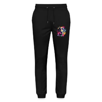 Art éclaboussuré de chien dogue allemand coloré - Pantalon de jogging bio MOVER Stanley/Stella unisexe - noir - Devant - Marisol (170cm) & Nik (191cm)