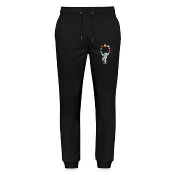 Chemise d’astronaute jonglant avec les planètes - Pantalon de jogging bio MOVER Stanley/Stella unisexe - noir - Devant - Marisol (170cm) & Nik (191cm)