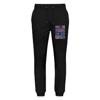 God Is Good At All Times Retro Faith - Stanley/Stella Mover Unisex Organic Jogging Trousers - black - Front - Marisol (170cm) & Nik (191cm)
