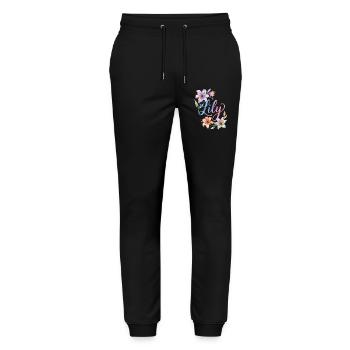 Lily Aquarellblüten - Stanley/Stella Unisex Bio Jogginghose Mover  - Schwarz - Vorne - Marisol (170cm) & Nik (191cm)