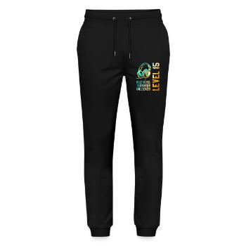 15th Birthday Boy Girl Teenager Level 15 - Stanley/Stella Mover Unisex Organic Jogging Trousers - black - Front - Marisol (170cm) & Nik (191cm)