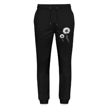 Blaue Gänseblümchen, Glück und Liebe - Stanley/Stella Unisex Bio Jogginghose Mover  - Schwarz - Vorne - Marisol (170cm) & Nik (191cm)