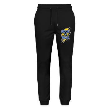 Rock'n'Roll-Logo mit Blitz - Stanley/Stella Unisex Bio Jogginghose Mover  - Schwarz - Vorne - Marisol (170cm) & Nik (191cm)