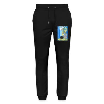 Marseille Poiscaille Fraîche - Pantalon de jogging bio MOVER Stanley/Stella unisexe - noir - Devant - Marisol (170cm) & Nik (191cm)