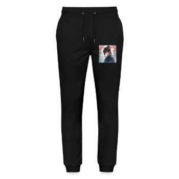 Hanfu unter Kirschblüten - Stanley/Stella Unisex Bio Jogginghose Mover  - Schwarz - Vorne - Marisol (170cm) & Nik (191cm)