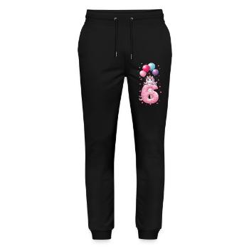 6 Years Girl Cute Unicorn 6th Birthday - Stanley/Stella Mover Unisex Organic Jogging Trousers - black - Front - Marisol (170cm) & Nik (191cm)