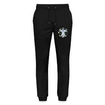 Vitruvian Astronaut Moon Phases Space Anatomy Art - Stanley/Stella Mover Unisex Organic Jogging Trousers - black - Front - Marisol (170cm) & Nik (191cm)