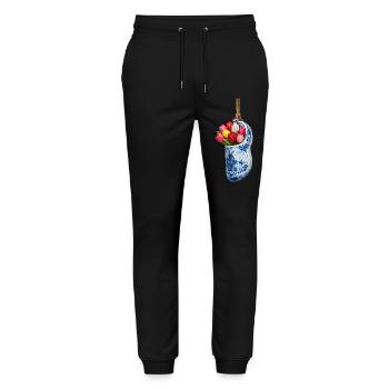 Tulips in blue Delft clog - Stanley/Stella Mover Unisex Organic Jogging Trousers - black - Front - Marisol (170cm) & Nik (191cm)