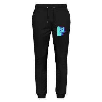 Glitch Art Climber Silhouette Modern - Stanley/Stella Mover Unisex Organic Jogging Trousers - black - Front - Marisol (170cm) & Nik (191cm)