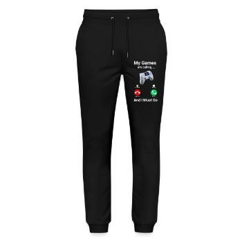 Gamer Gaming Controller Games are calling - Stanley/Stella Mover Unisex Organic Jogging Trousers - black - Front - Marisol (170cm) & Nik (191cm)