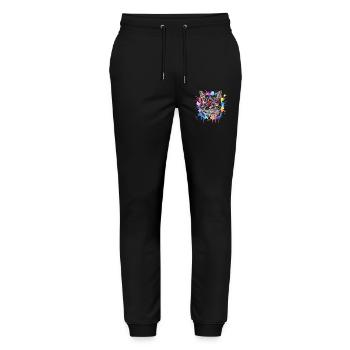 Katzengesicht im Regenbogen-Aquarell Geschenk - Stanley/Stella Unisex Bio Jogginghose Mover  - Schwarz - Vorne - Marisol (170cm) & Nik (191cm)
