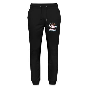 cornemuse cornemuse je m’échauffe tu souffres - Pantalon de jogging bio MOVER Stanley/Stella unisexe - noir - Devant - Marisol (170cm) & Nik (191cm)