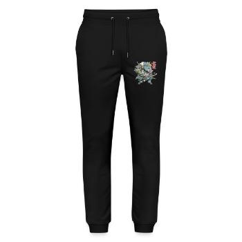 Boar Samurai Armor - Stanley/Stella Mover Unisex Organic Jogging Trousers - black - Front - Marisol (170cm) & Nik (191cm)
