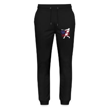 USA Flagge Baseball Spieler Silhouette - Stanley/Stella Unisex Bio Jogginghose Mover  - Schwarz - Vorne - Marisol (170cm) & Nik (191cm)