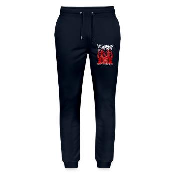 Transhuman Heart Ritual - Stanley/Stella Mover Unisex Organic Jogging Trousers - navy - Front - Marisol (170cm) & Nik (191cm)