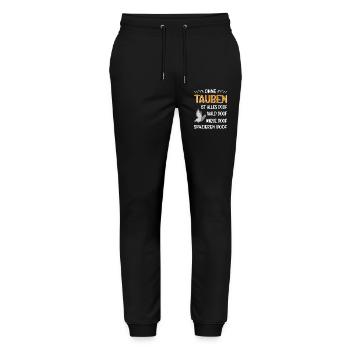 Taubenzüchter Taube Taubenzucht Spruch Brieftaube - Stanley/Stella Unisex Bio Jogginghose Mover  - Schwarz - Vorne - Marisol (170cm) & Nik (191cm)