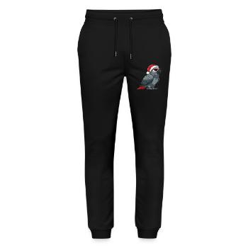 African Grey Parrot Christmas Bird - Stanley/Stella Mover Unisex Organic Jogging Trousers - black - Front - Marisol (170cm) & Nik (191cm)