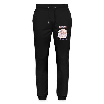 Maman depuis 2015 – Design Aquarelle Tendre - Pantalon de jogging bio MOVER Stanley/Stella unisexe - noir - Devant - Marisol (170cm) & Nik (191cm)