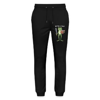 Quête de la Grenouille de l’Aube : Épée et Tome - Pantalon de jogging bio MOVER Stanley/Stella unisexe - noir - Devant - Marisol (170cm) & Nik (191cm)