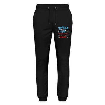 Sweat Today Smile Tomorrow – Motivation Fitness St - Stanley/Stella Mover Unisex Organic Jogging Trousers - black - Front - Marisol (170cm) & Nik (191cm)